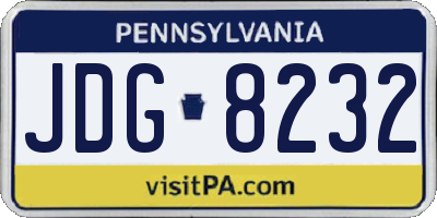 PA license plate JDG8232