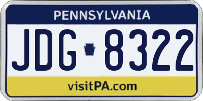 PA license plate JDG8322