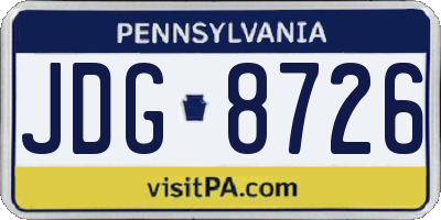 PA license plate JDG8726