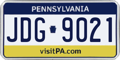 PA license plate JDG9021