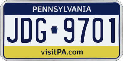 PA license plate JDG9701