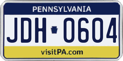 PA license plate JDH0604