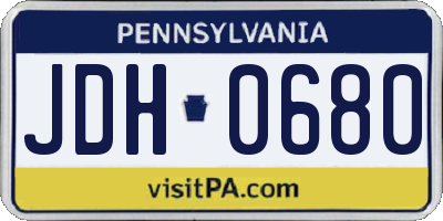 PA license plate JDH0680