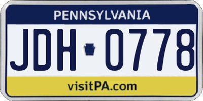 PA license plate JDH0778
