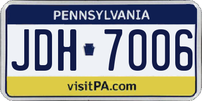PA license plate JDH7006