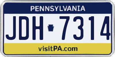 PA license plate JDH7314