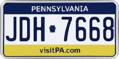 PA license plate JDH7668