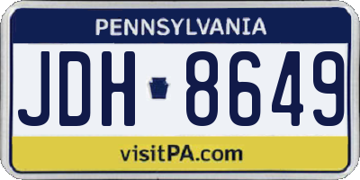 PA license plate JDH8649