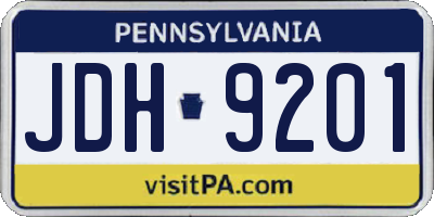 PA license plate JDH9201