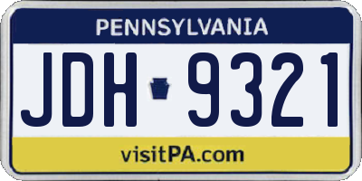 PA license plate JDH9321