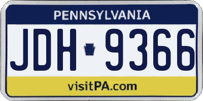 PA license plate JDH9366