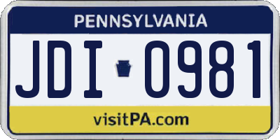 PA license plate JDI0981