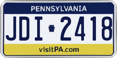 PA license plate JDI2418
