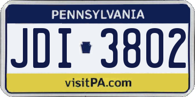 PA license plate JDI3802