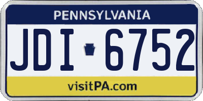 PA license plate JDI6752