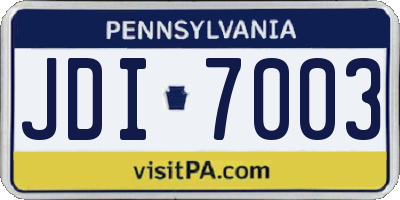 PA license plate JDI7003