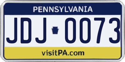 PA license plate JDJ0073