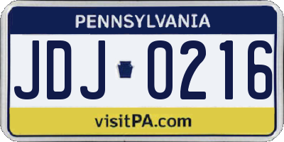 PA license plate JDJ0216