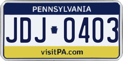 PA license plate JDJ0403
