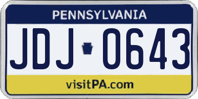 PA license plate JDJ0643
