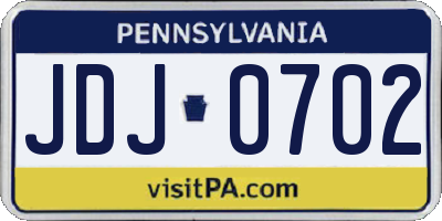 PA license plate JDJ0702