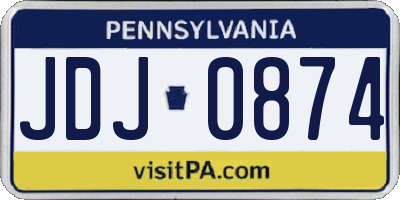 PA license plate JDJ0874