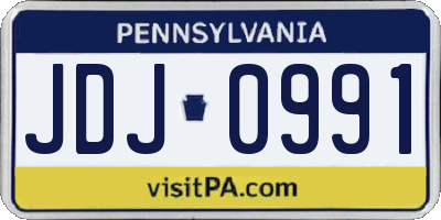 PA license plate JDJ0991