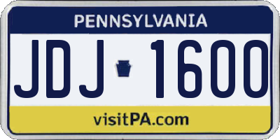 PA license plate JDJ1600