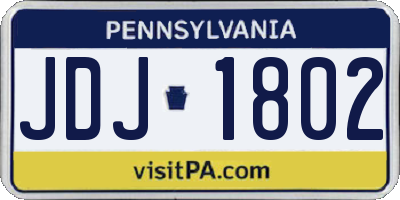 PA license plate JDJ1802