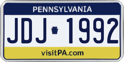 PA license plate JDJ1992