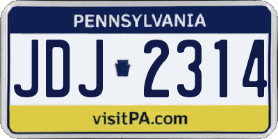 PA license plate JDJ2314
