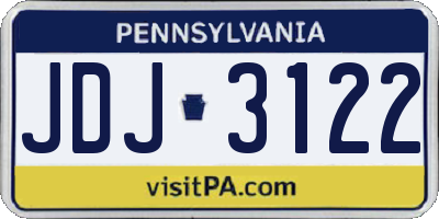PA license plate JDJ3122
