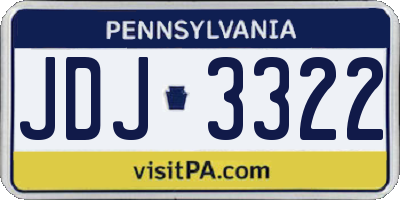 PA license plate JDJ3322