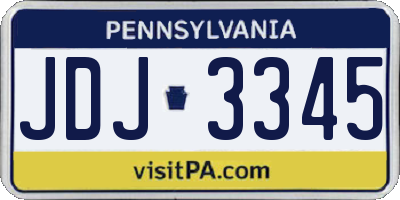 PA license plate JDJ3345