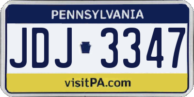PA license plate JDJ3347