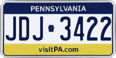 PA license plate JDJ3422