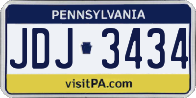 PA license plate JDJ3434