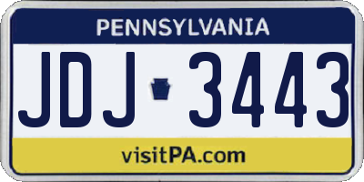 PA license plate JDJ3443