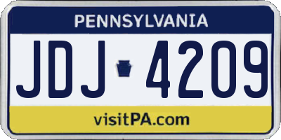 PA license plate JDJ4209