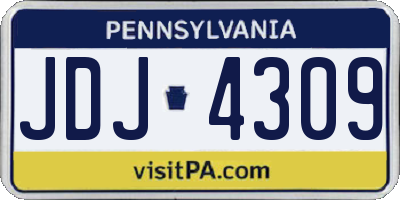 PA license plate JDJ4309