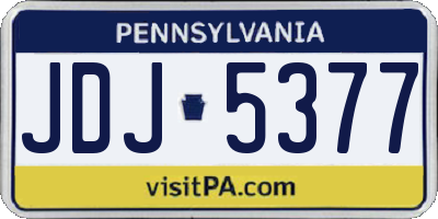 PA license plate JDJ5377