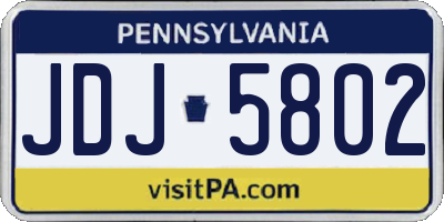 PA license plate JDJ5802