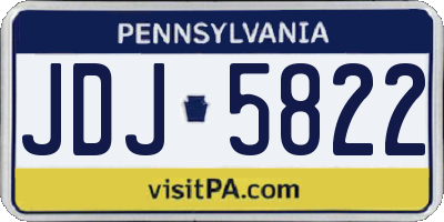 PA license plate JDJ5822