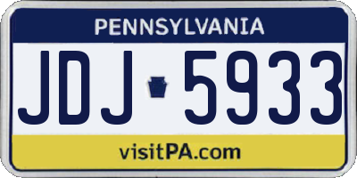 PA license plate JDJ5933