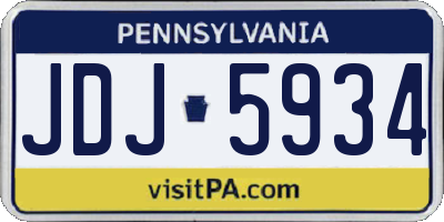 PA license plate JDJ5934