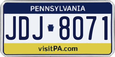 PA license plate JDJ8071