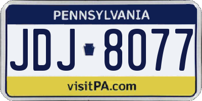 PA license plate JDJ8077