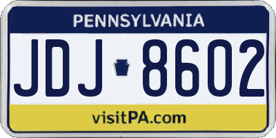 PA license plate JDJ8602