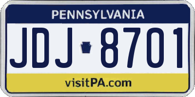 PA license plate JDJ8701