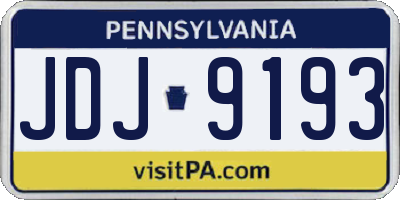 PA license plate JDJ9193